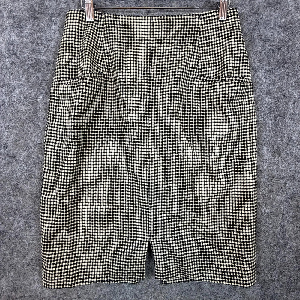 Vintage Bernard Zins Saks Fifth Avenue‎ Pencil Skirt Women Black Houndstooth